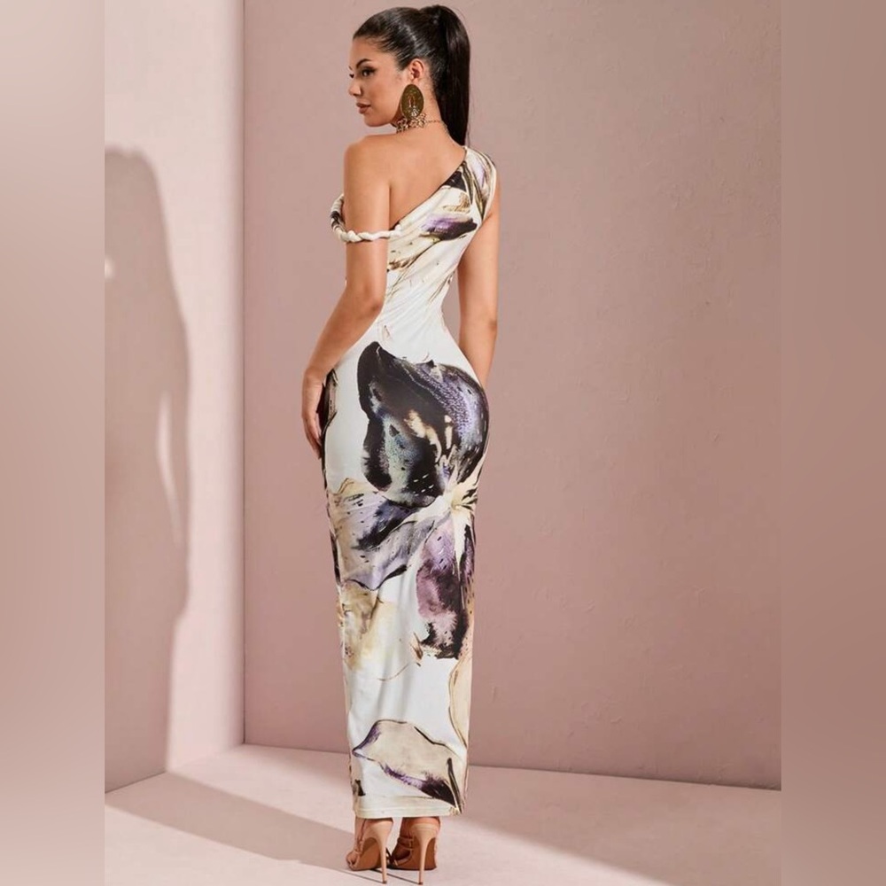 One-Shoulder Abstract Print Maxi Dress – Size Small (Excellent Condition) - Picture 2 of 4